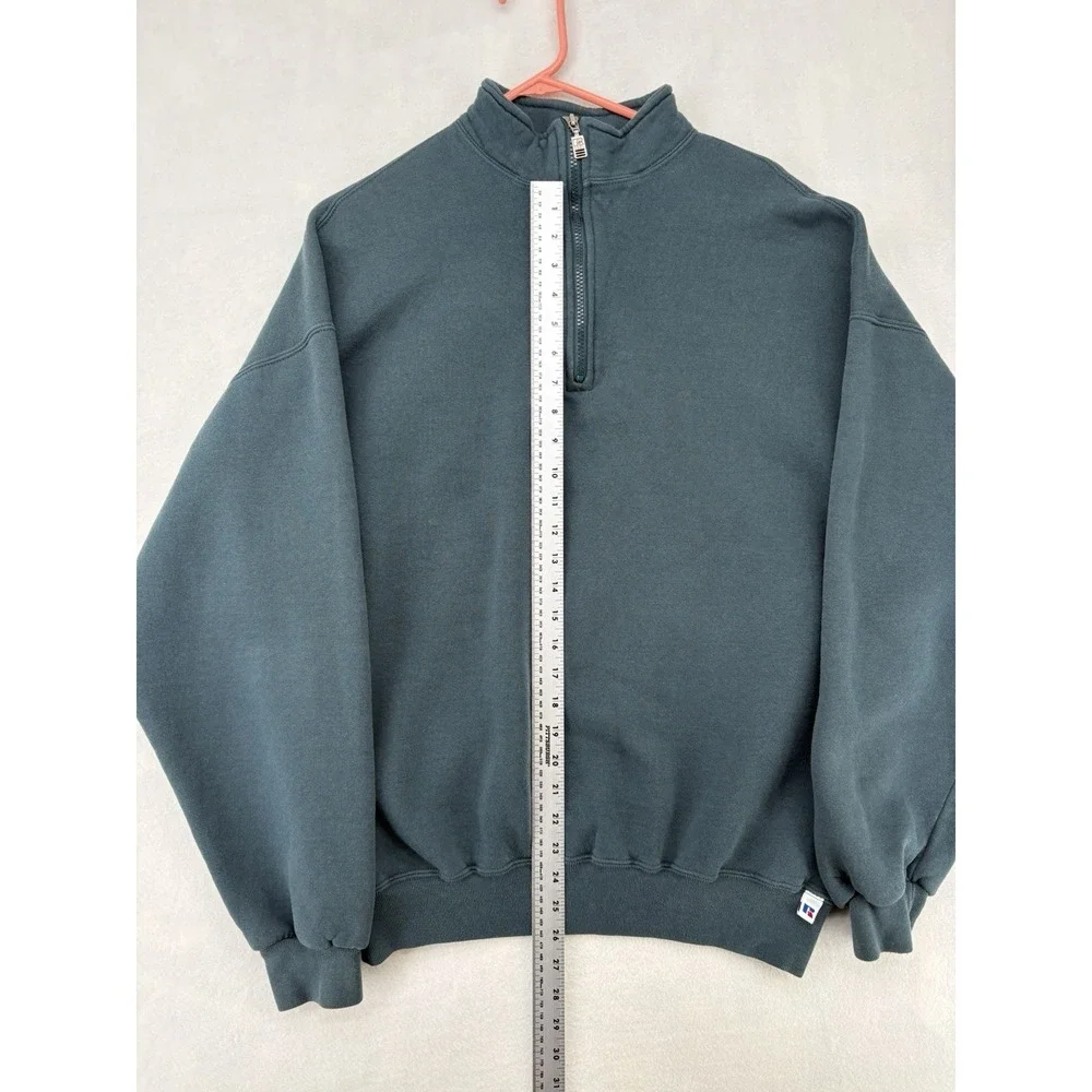 Russell Athletic Vintage Quarter Zip Pullover Sweatshirt Mens 2XL Blue 00099